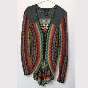 Rainbow Crochet Hippy Cardigan Sweater